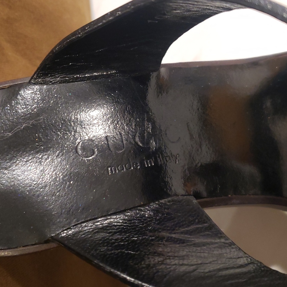 Gucci Leather Sandals Double Strap.   4" Heel Size 7 Tan Color - Picture 2 of 10